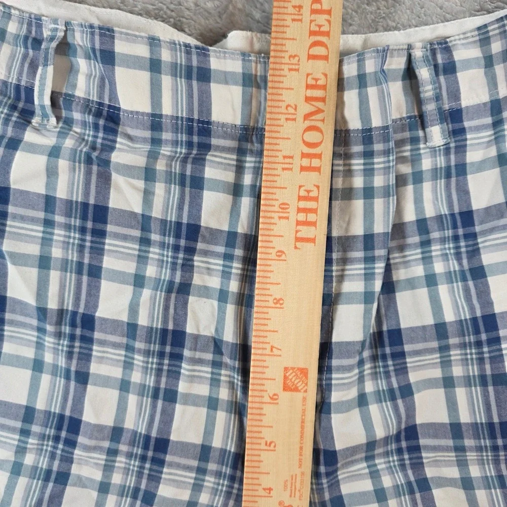 Banana‎ Republic Mens 36 Blue Plaid Cotton Shorts Flat Front Casual Summe